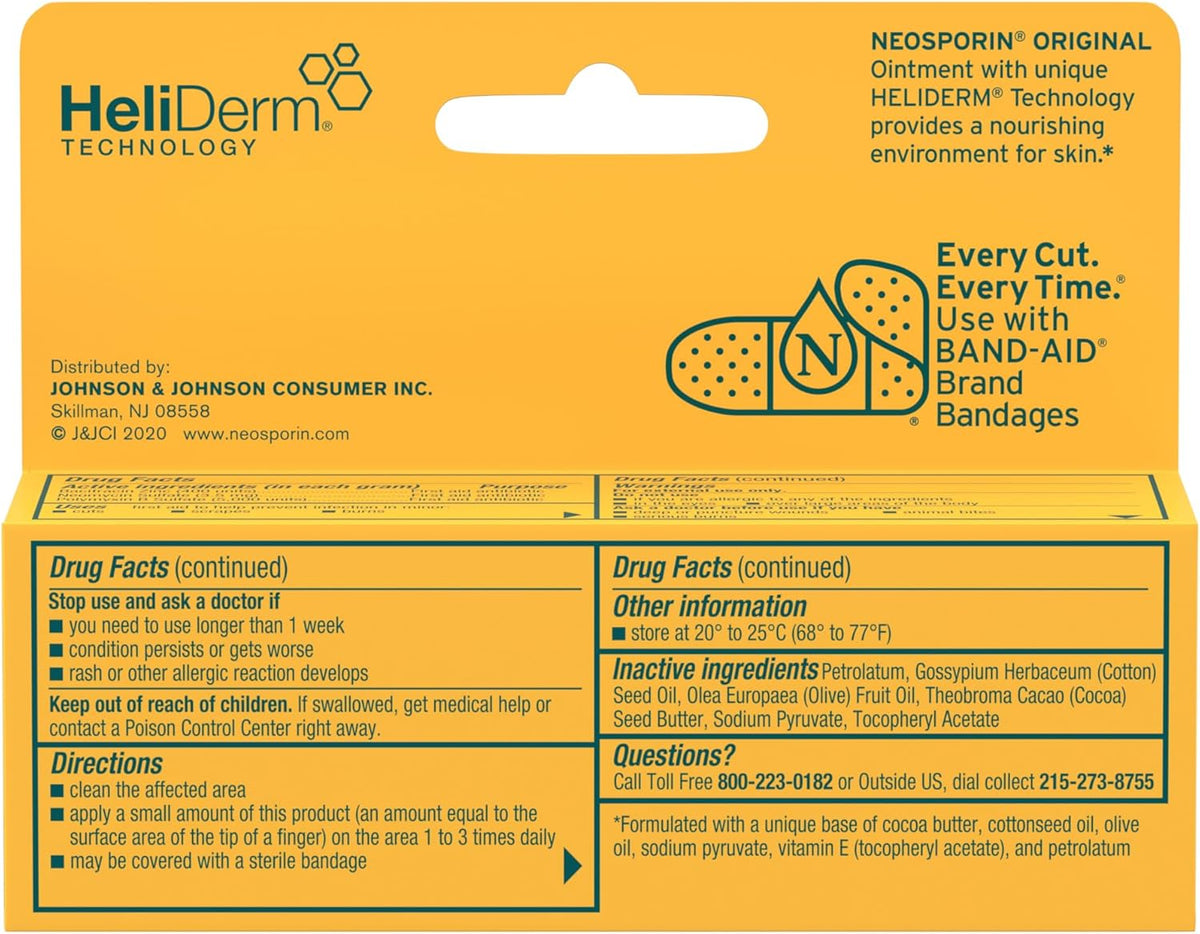Neosporin Original Triple Antibiotic Ointment, 0.5 oz | 24-Hour Infection Protection with Bacitracin Zinc, First Aid Wound Care Treatment, Helps Minimize Appearance of Scars