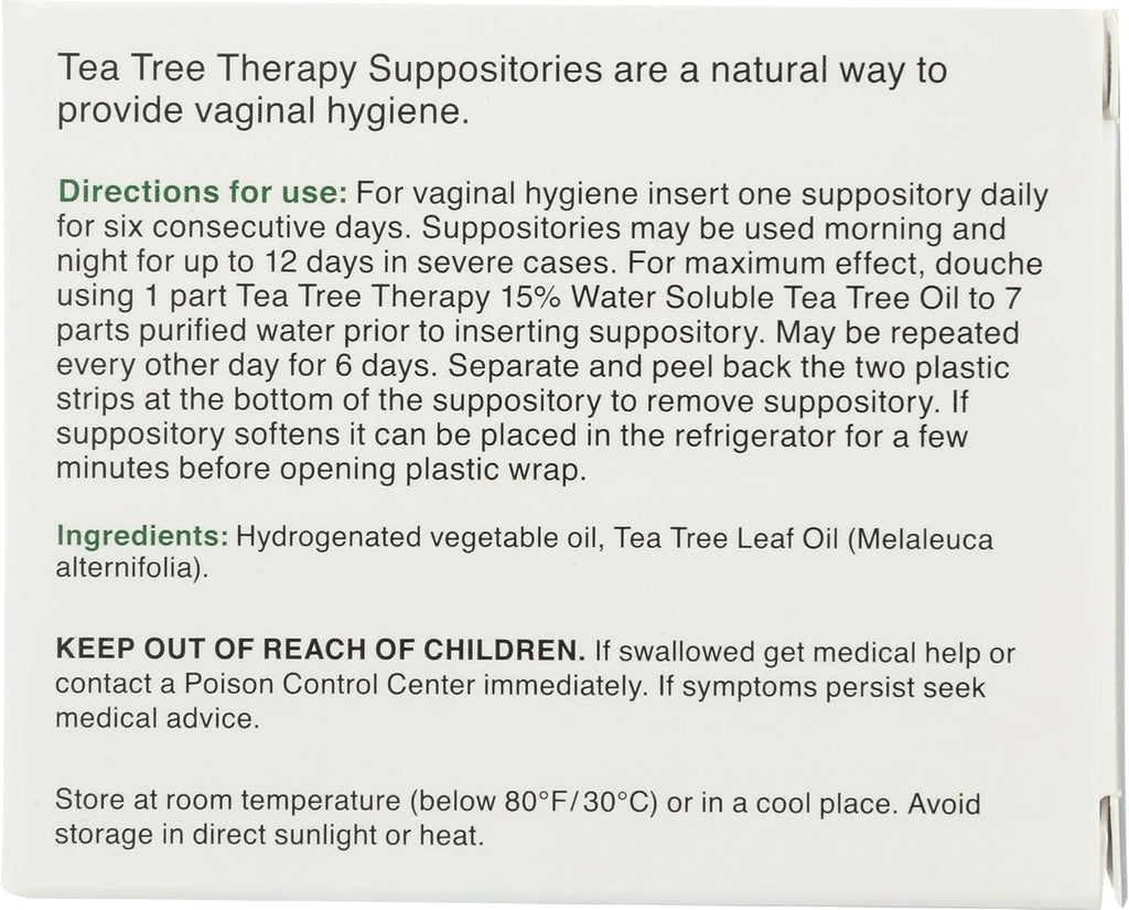 Tea Tree Therapy Vaginal Suppositories with Oil, 6 Count