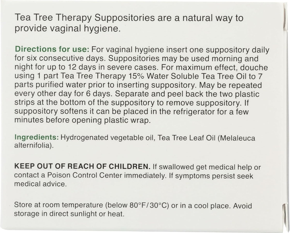 Tea Tree Therapy Vaginal Suppositories with Oil, 6 Count