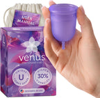 Venus Menstrual Cup (Period Cup for Women) - Best for Heavy Flow - 12 Hours Leak-Free Protection - 100% Medical-Grade Silicone Reusable Cup - Unique Design to Ease Your Period Cycle | Large