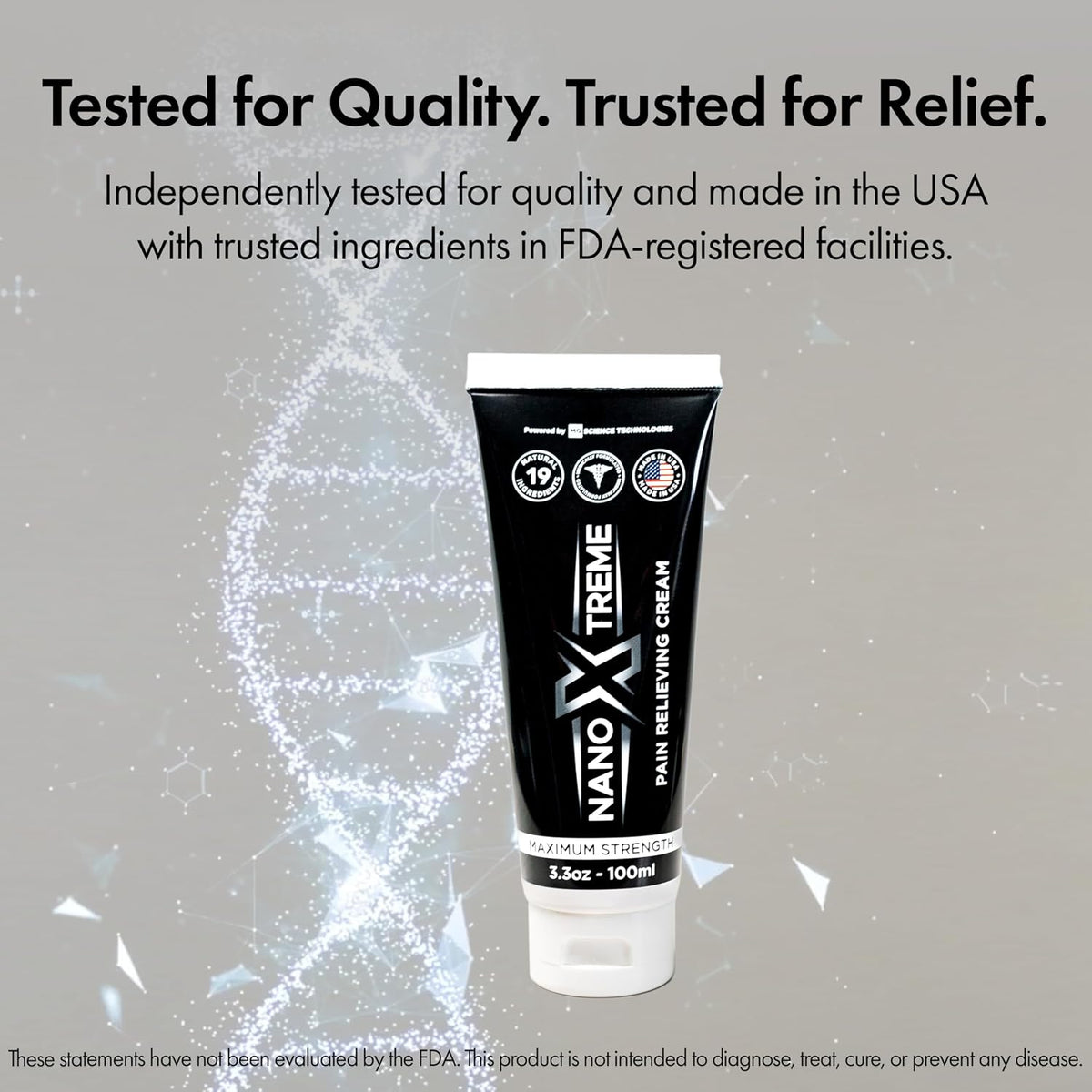NANOXTREME Pain Relief Cream, 3.3oz Tube | Fast-Acting Topical for Muscle, Joint & Nerve, Deep-Absorbing, Long-Lasting Formula, Natural Ingredients, Cooling, USA Made