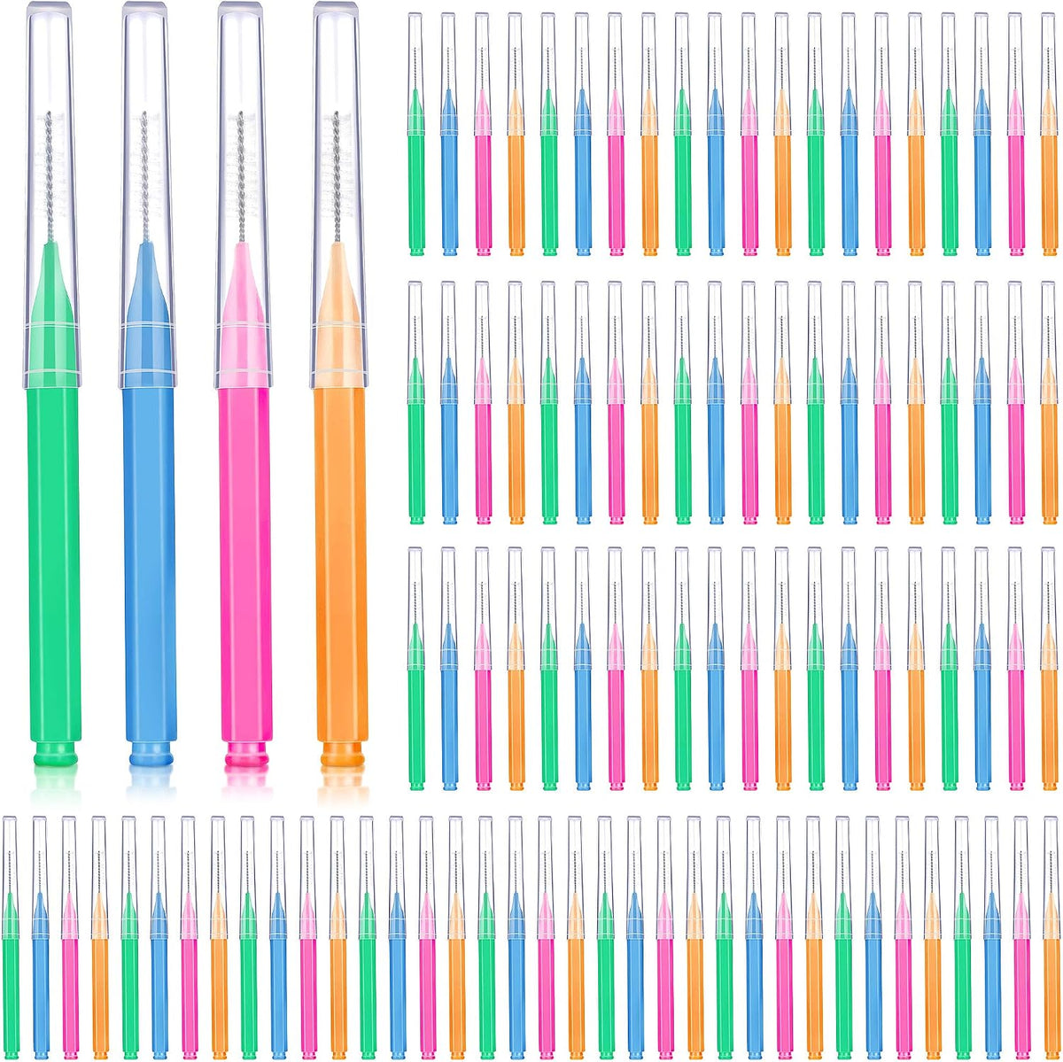 Patelai 100 Pcs Braces Dental Brushes,Bright Colors,Multiple Sizes | Interdental Toothpick Bristle Dental Picks for Cleaner Tooth Flossing Head Oral Hygiene Flosser Toothpick Cleaners Tooth Tool