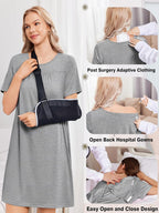 Deyeek Hospital Gowns for Women Tear Away Snap Open Back Post Surgery Dress