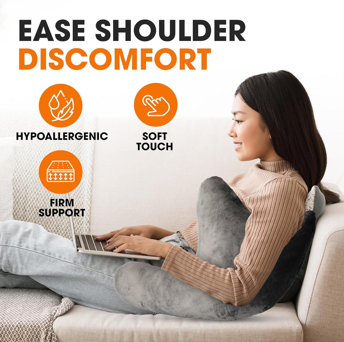 Cheer Collection Rotator Cuff Pillow – Shoulder Surgery Recovery Pillow for Side Sleepers, Arm Support Cushion for Rotator Cuff Injury & Post Surgery Comfort, Gray