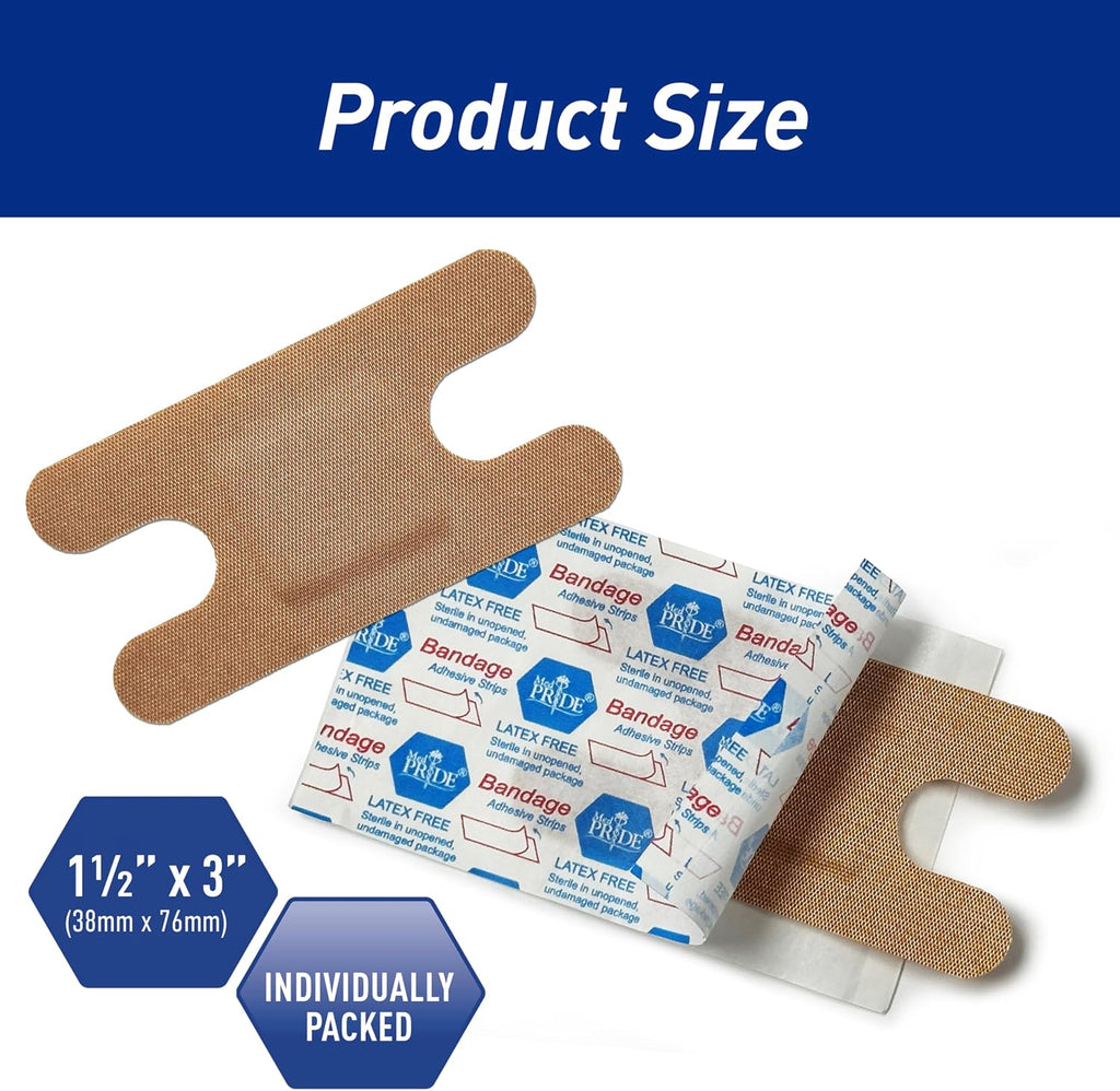 MED PRIDE Fabric Knuckle Bandages,Latex-Free,1.5x3 in,100-Count