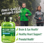 NATURELO Vegan DHA, Vegan Omega 3 Supplement, 120 Softgels, Supports Brain/Heart/Eye Health, Complements Prenatal Vitamins, Essential Fatty Acids, Omega 3 Supplement for Women & Men