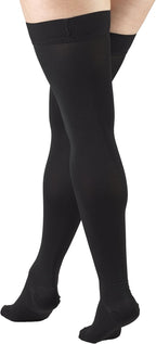 Truform 20-30 mmHg Compression Stockings for Men and Women, Thigh High Length, Dot Top, Closed Toe, Black, Medium