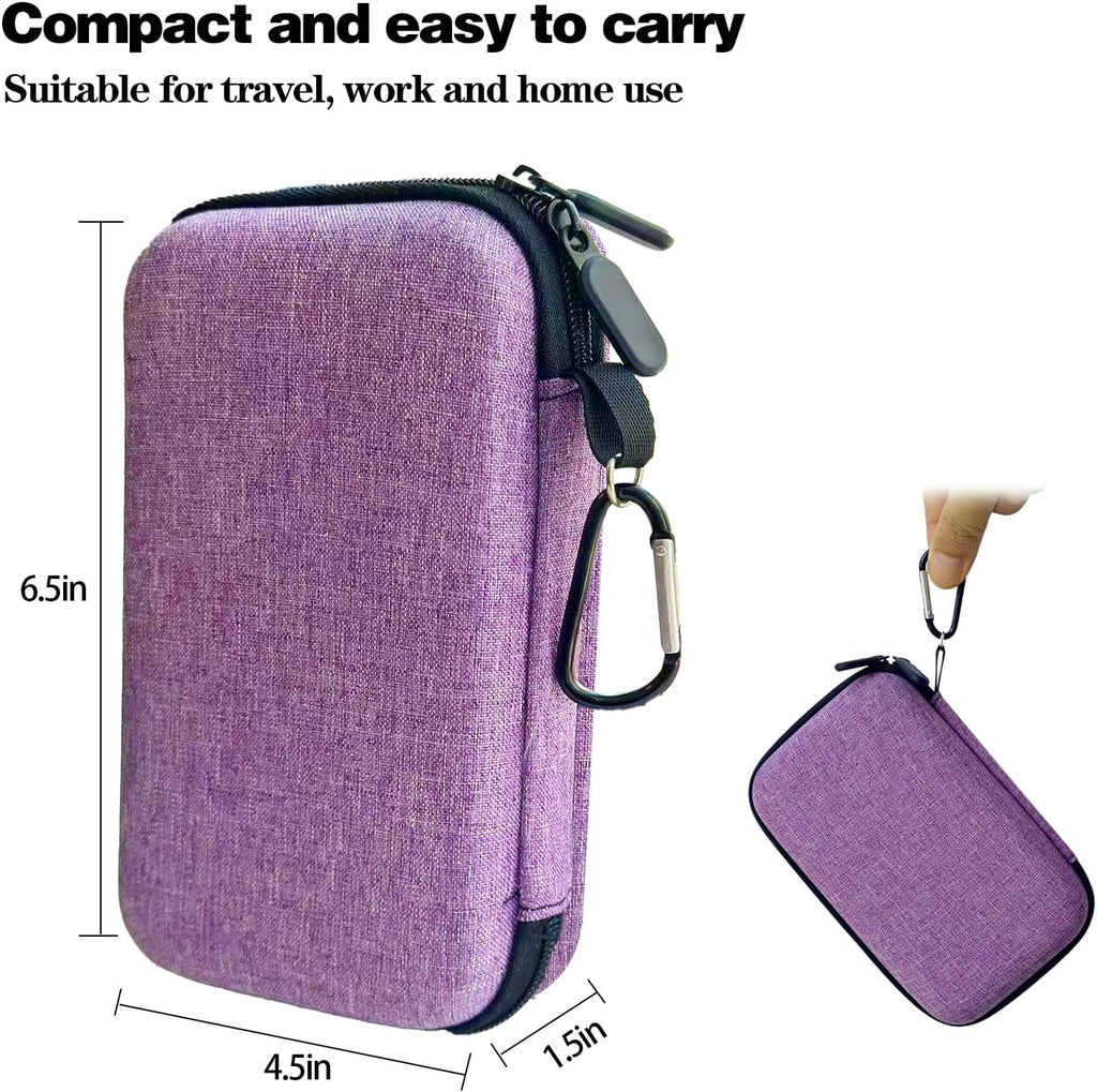 Diabetes Supplies Travel Case, Portable Glucose Monitor Case for Blood Sugar Test Strips, Lancets, Lancing Device, with 2 small transparent boxes and 1 climbing buckle (purple)