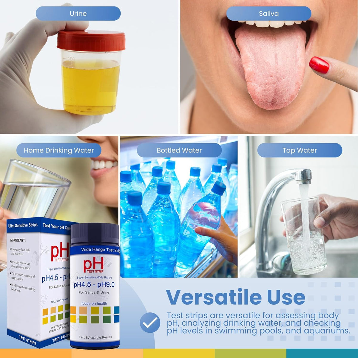 pH Test Strips for Testing Alkaline and Acid Levels, Track & Monitor Your pH Level Using Saliva and Urine at Home, Get Highly Accurate Results in Seconds, 4.5-9.0 Range
