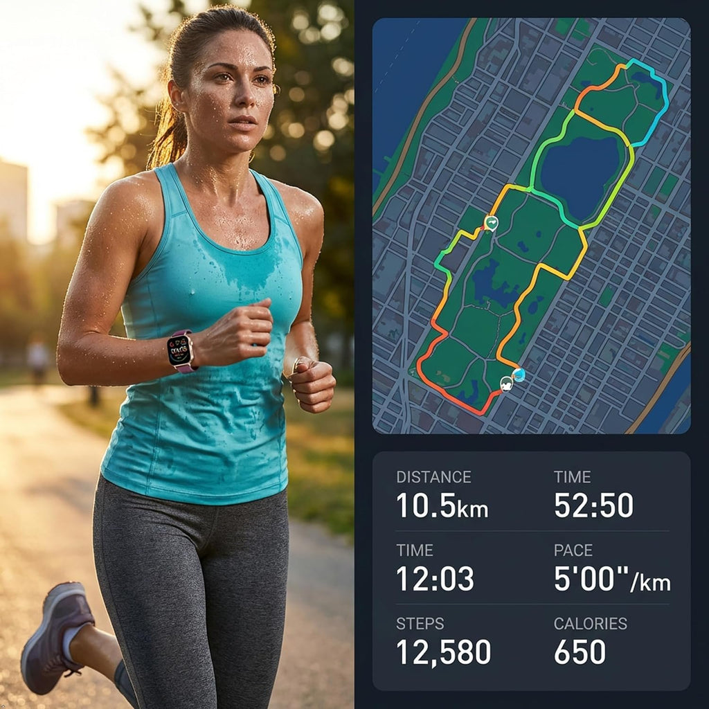 Built-in GPS Distance Tracking Watch for Men and Women, Average Pace Running & Swim Watch, Waterproof, Long Battery Life(Gold)