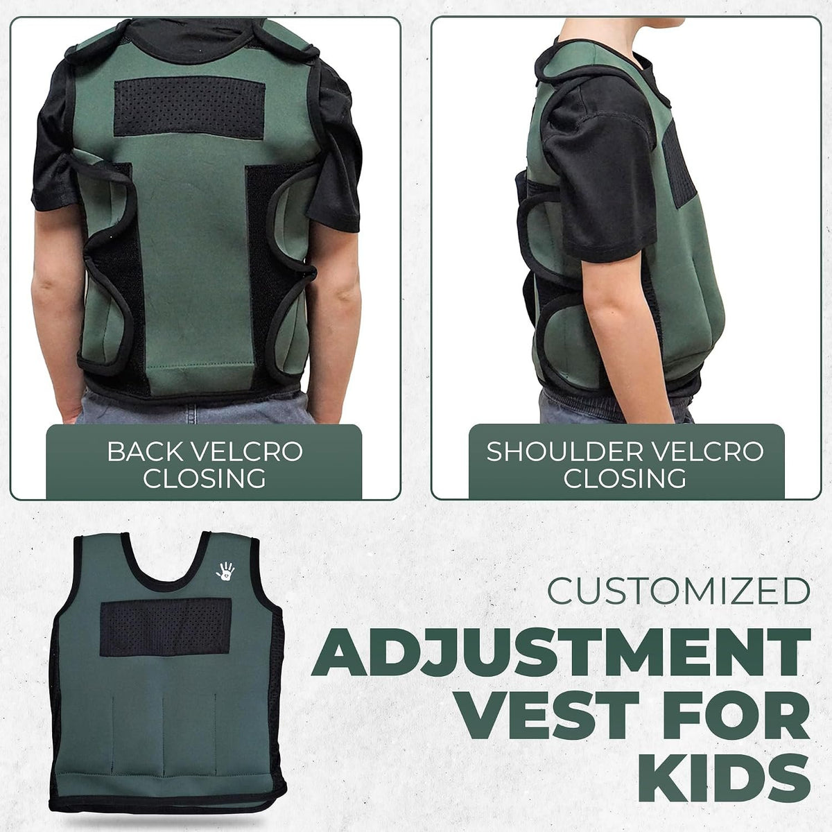 Weighted Vest For Kids - Adjustable Compression Vest With Six Removable Weights Included - Breathable Snug Fit Design