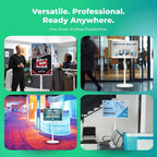 OptiSigns 32" Floor Standing Digital Signage Kiosk, Battery Powered Touchscreen Display for Interactive Retail, Events, Full HD with Audio and Wi-Fi, OptiKiosk 32