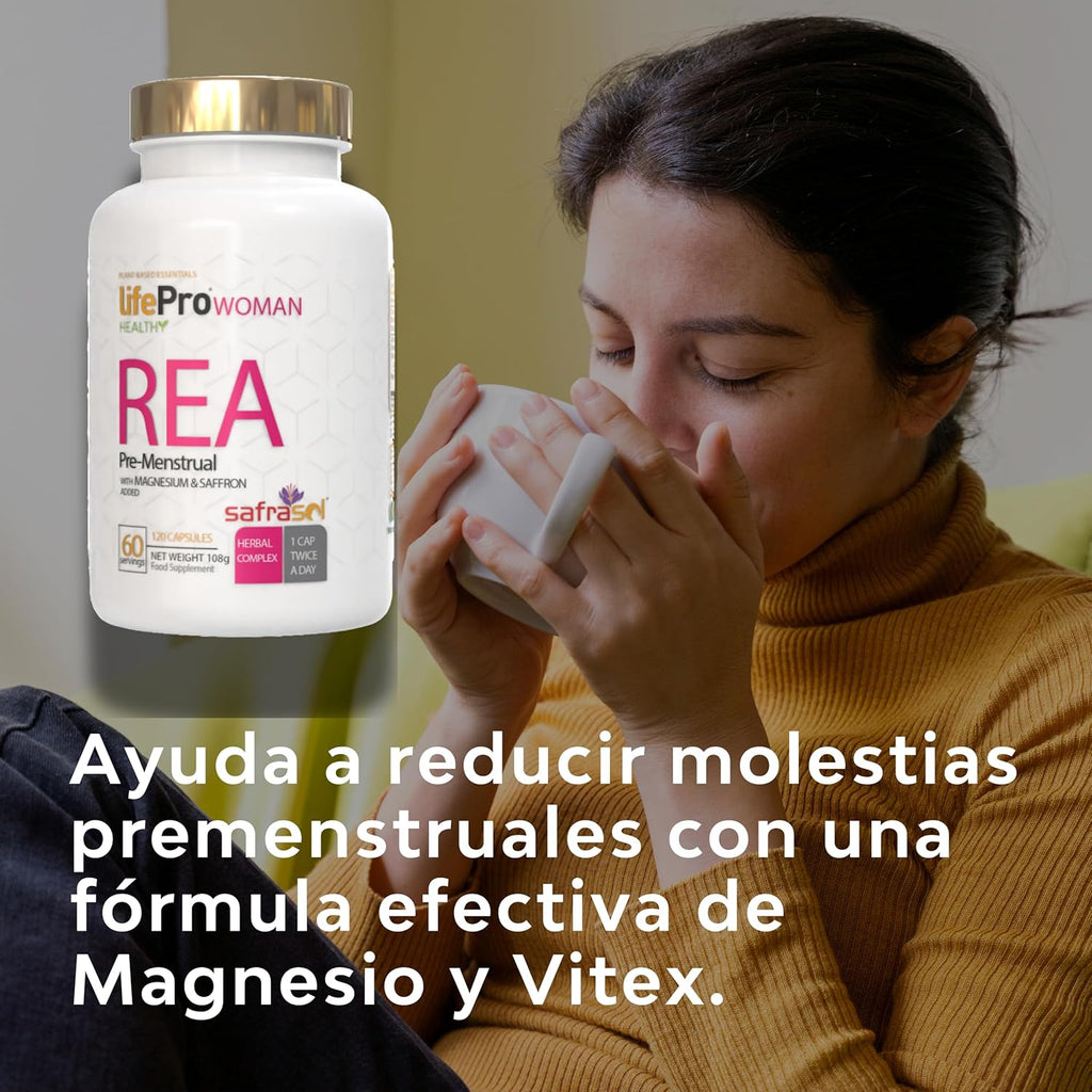 Life Pro Vitex Agnus Castus REA, Feminine Supplement with Magnesium and Saffron for Hormone Balance, Emotional Wellness and Premenstrual Symptom Relief, European Vegan Quality with 120 Capsules