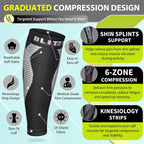 BLITZU Calf Compression Sleeves, Footless Compression Socks for Men & Women | Leg Support Brace, Shin Splint Pain Relief, Reduce Varicose Vein Swelling, Muscle Recovery, Running, Nursing, Fitness, Travel