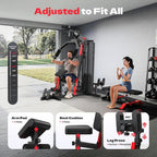Home Gym Workout Equipment 148 LB Weight Stack, Full Body Workout Machine for LAT Pulldown, Chest Press, Leg Extension & Strength Training, Multi Function Fitness Equipment