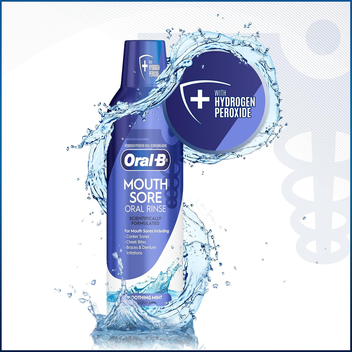 Oral-B Mouth Sore Mouthwash Special Care Oral Rinse, Hydrogen Peroxide Mouthwash, 16 fl oz, Mouthwash Alcohol Free