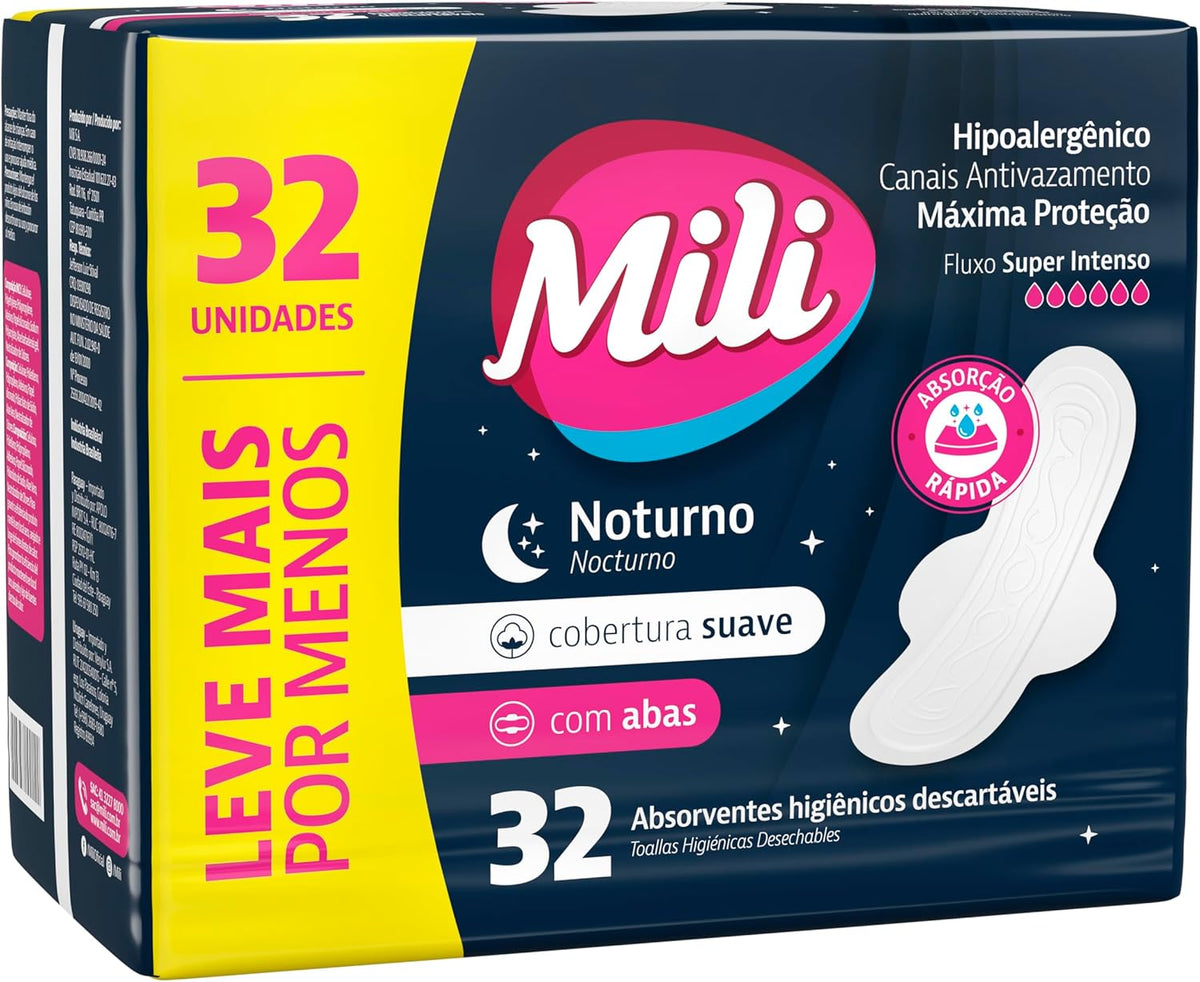 Mili Sanitary Pads With Wings Overnight 32 pieces