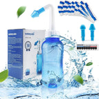 Waterpulse Neti Pot Sinus Rinse Kit, Blue, 300ml Bottle | 30 Salt Packets