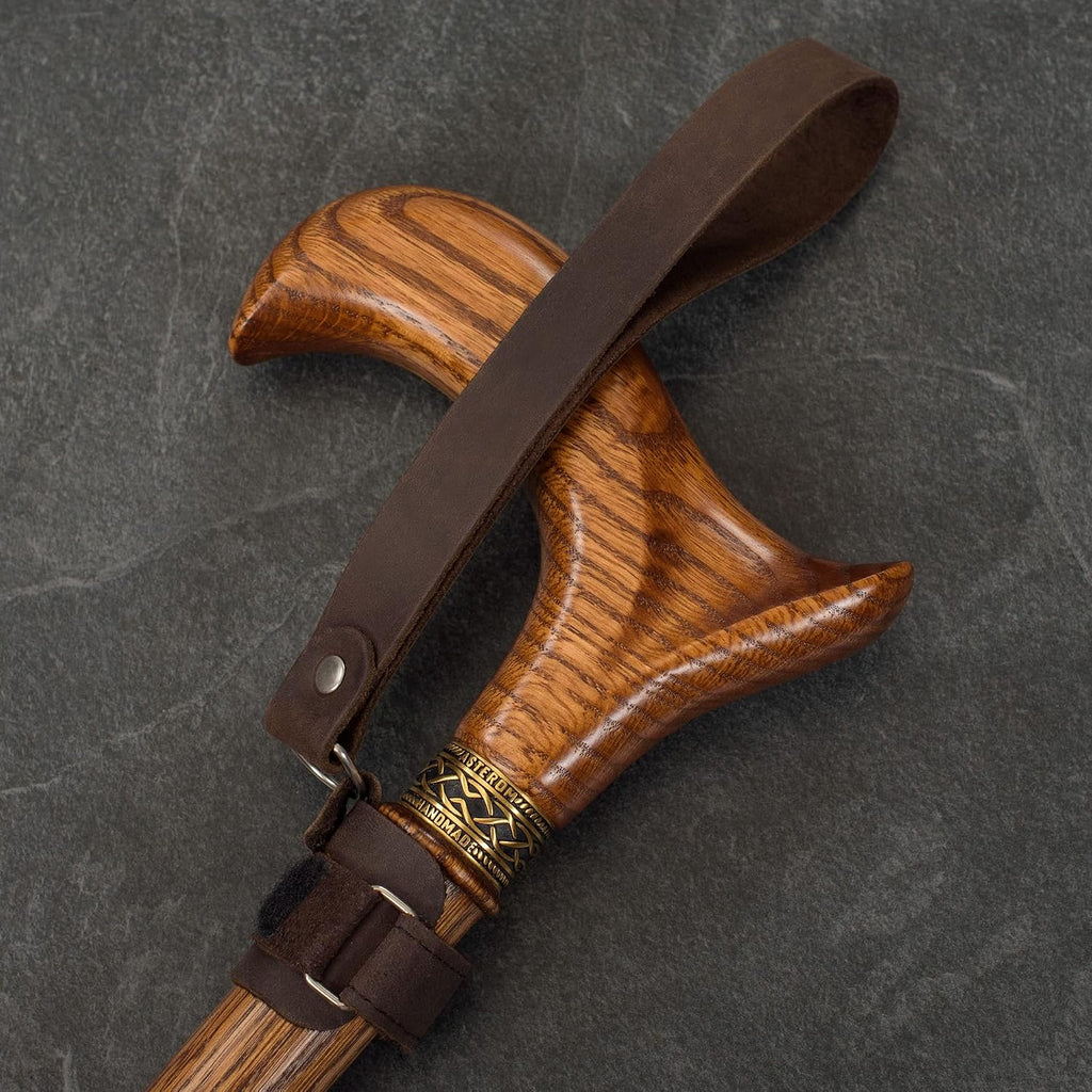 Asterom Handmade Leather Cane Strap - Stylish Wrist Strap for Canes and Walking Sticks