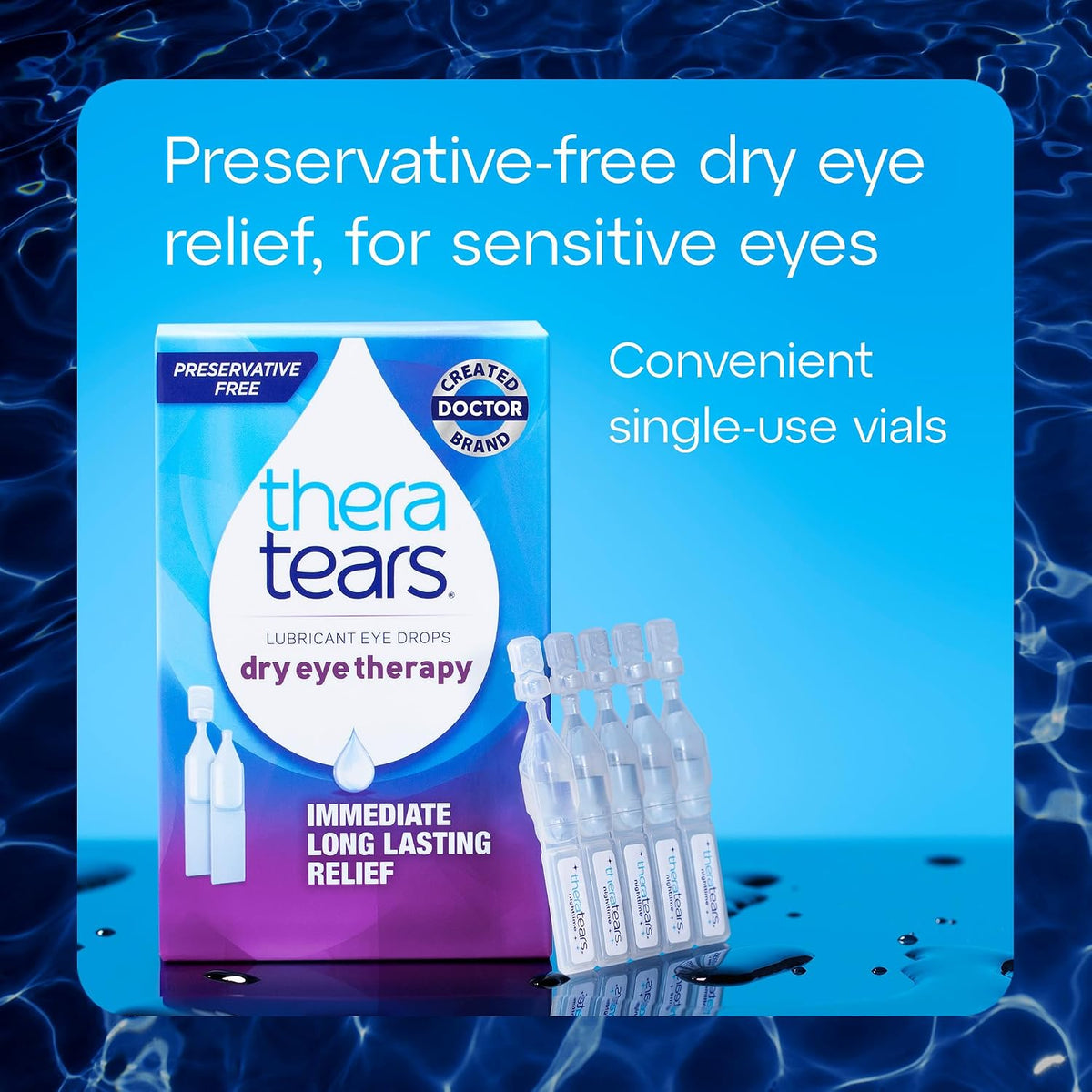 TheraTears Dry Eye Drops, Preservative-Free Vials, 30 Ct | Preservative-Free Lubricating Eye Drops for Dry Eyes, Single-Use Vials, Dry Eye Therapy, Immediate Long Lasting Relief