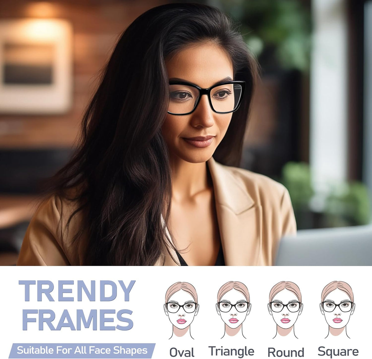 Reading Glasses for Women, 1.50 Fashion Oversized Blue Light Readers | TR90 Lightweight Cat Eye Frames Spring Hinge Eye Glasses with Blue light Protection for All Day Comfort wear & Anti Eyestrain