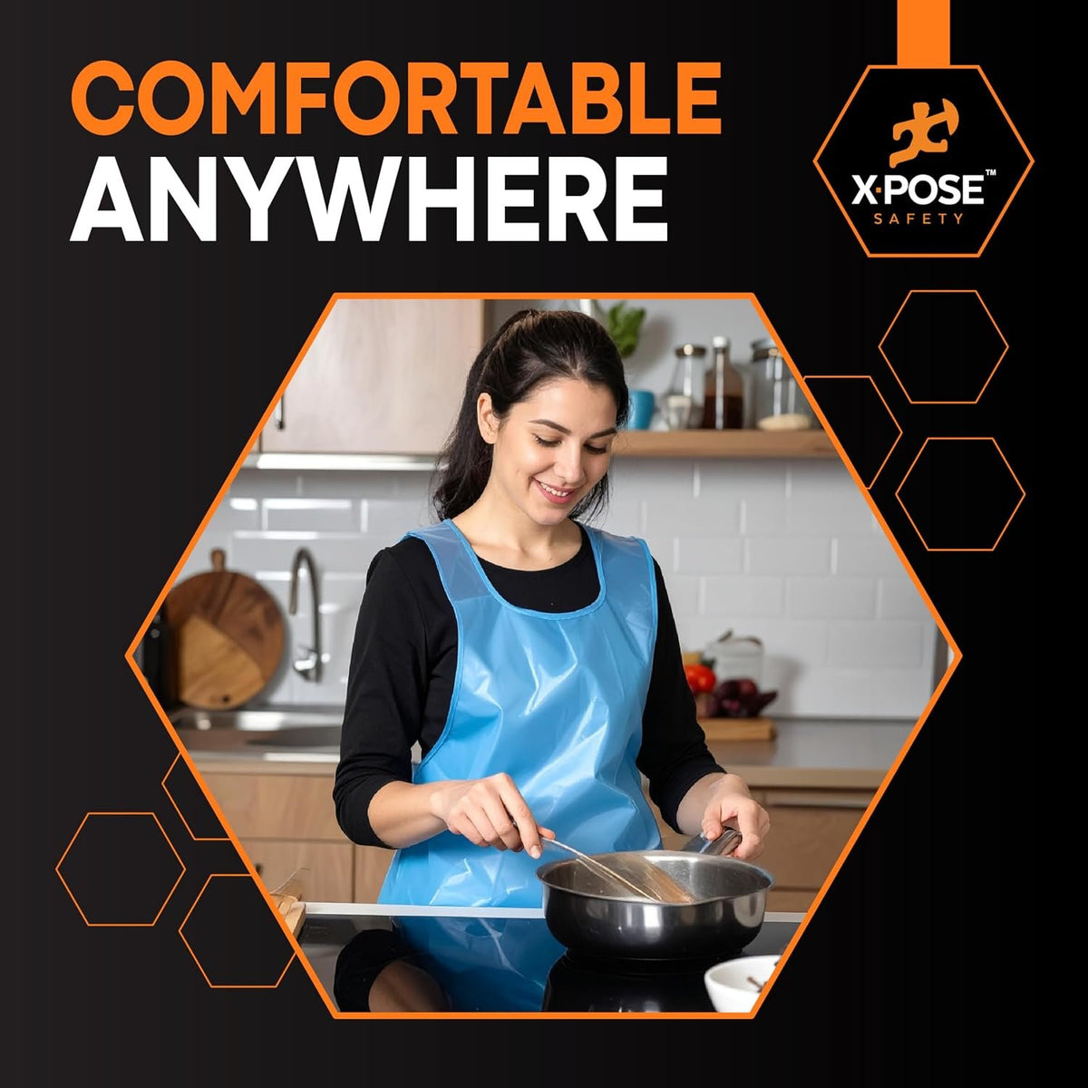 Xpose Safety 1000 Pack Blue Plastic Disposable Bulk Aprons, Individually Wrapped Waterproof Polyethylene Aprons for Cooking, Food Prep & Cleaning, 1 Mil Plastic, 24" x 48"