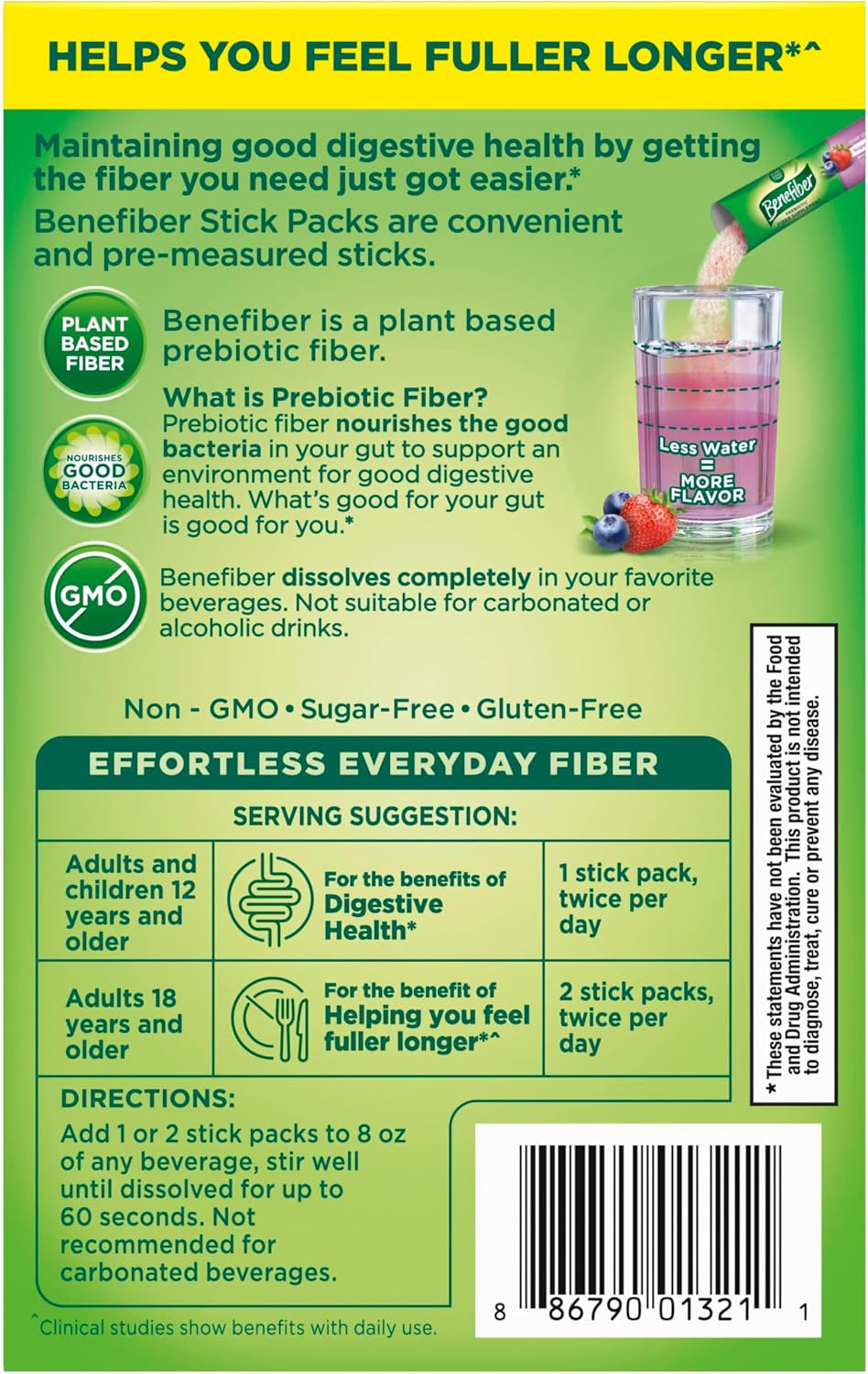 Benefiber Prebiotic Fiber Supplement Powder, Berry Fusion, 24 Stick Packs