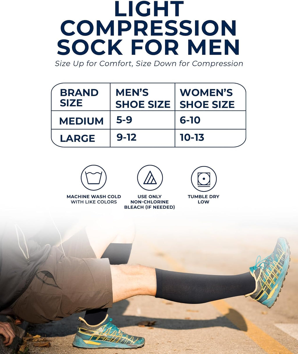 Pembrook Cotton Light Compression Socks for Men - 3 Pairs | 8-15 mmHg Comfort Compression Socks for Men