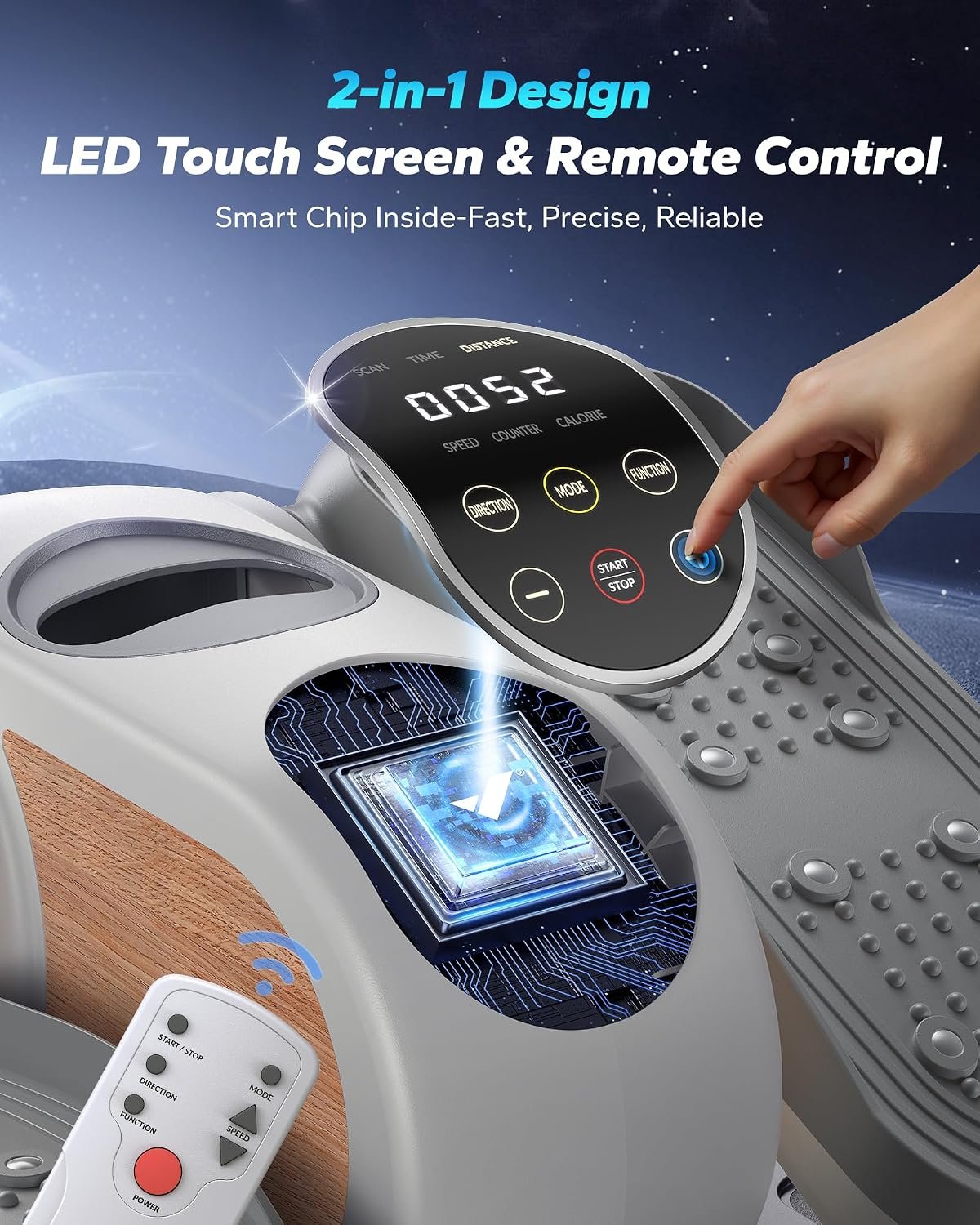 MERACH Under Desk Elliptical, Leg Exerciser While Sitting for Seniors | Quiet Portable Electric Seated Pedal Exerciser Machine with Remote Control & 12-Speeds for Home Office