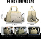 SeaRock 14 inch Small Gym Bag for Men & Women, Mini Duffle Bag with Shoe Compartment, Carry On Duffel Bag for Travel Sports, Khaki