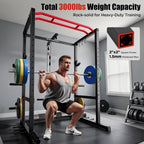 SPORTSROYALS Power Rack, Multi-Functional Power Cage, Squat Rack with Pulley System & LAT Pull Down, Workout Cage with J Hooks for Home Gym