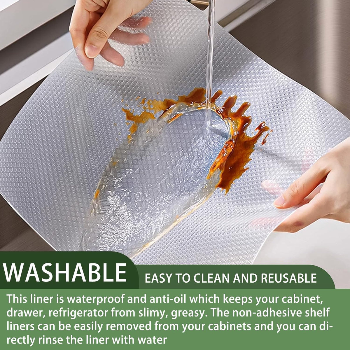 Shelf Liner Non Adhesive Cabinet Liners Washable EVA Plastic Drawer Liner Cupboard Pad for Kitchen Pantry Sink (60 * 500cm)