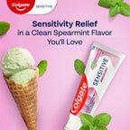 Colgate Whitening Sensitive Toothpaste Gel, Clean Spearmint, 3 Pack, 6 oz | With Potassium Nitrate for Sensitivity Relief, Safely Removes Surface Stains for Whiter Teeth, Promotes Healthy Gums