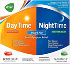 AXIV Day & Night Cold & Flu Medicine Combo Pack Softgels, Daytime & Nighttime Relief for Headache, Fever, Sore Throat, Minor Aches & Pains, & Cough, 48 Softgels
