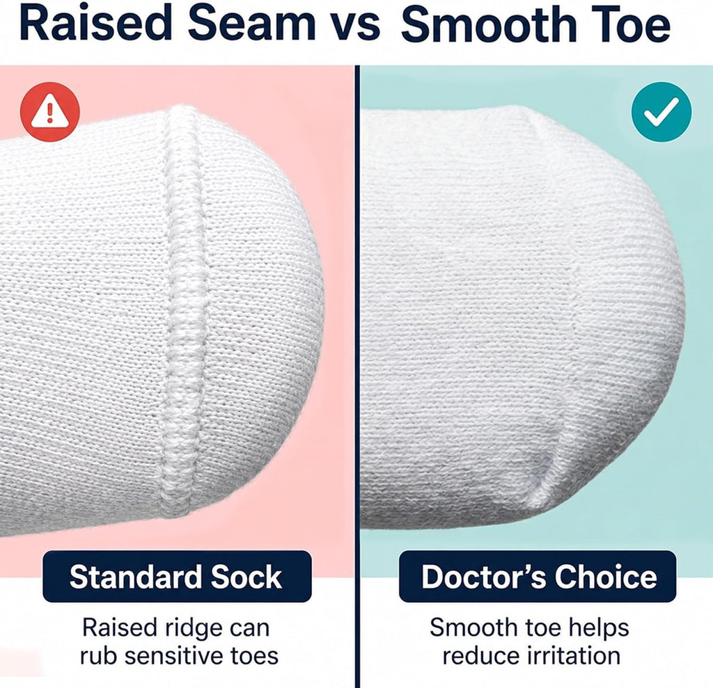 Doctor's Choice Diabetic Crew Socks for Men, Non-Binding Top, Seamless Toe | Fully Cushioned Footbed, Moisture-Wicking Fabric, Four-Way Stretch