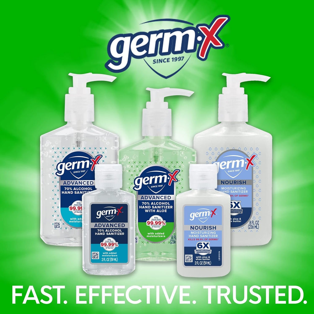 Germ-X Advanced Hand Sanitizer with Aloe and Vitamin E, 1 Liter, Less Drying Moisturizing Gel, No Rinse Formula, Pump Bottle (Pack of 2)