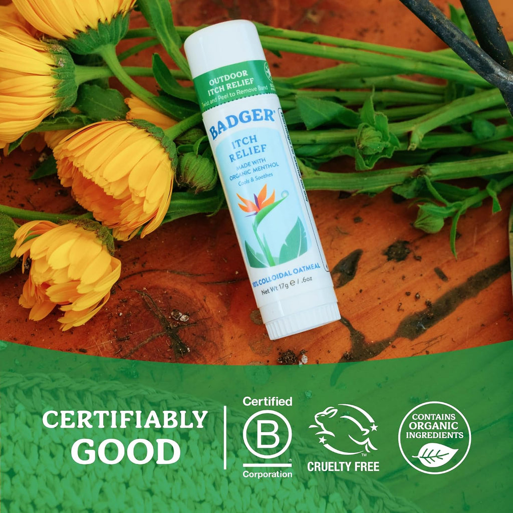 Badger Bug Bite Itch Relief Stick, Organic, Anti-Itch Balm, Soothing, .6 oz