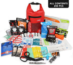 250 PCS Waterproof First Aid Kit, Roll Top Reflective Boat Dry Bag Bug Out Bags, Emergency Medical Kit Ideal for Boating, Camping, Fishing, Kayaking, Floating, Red