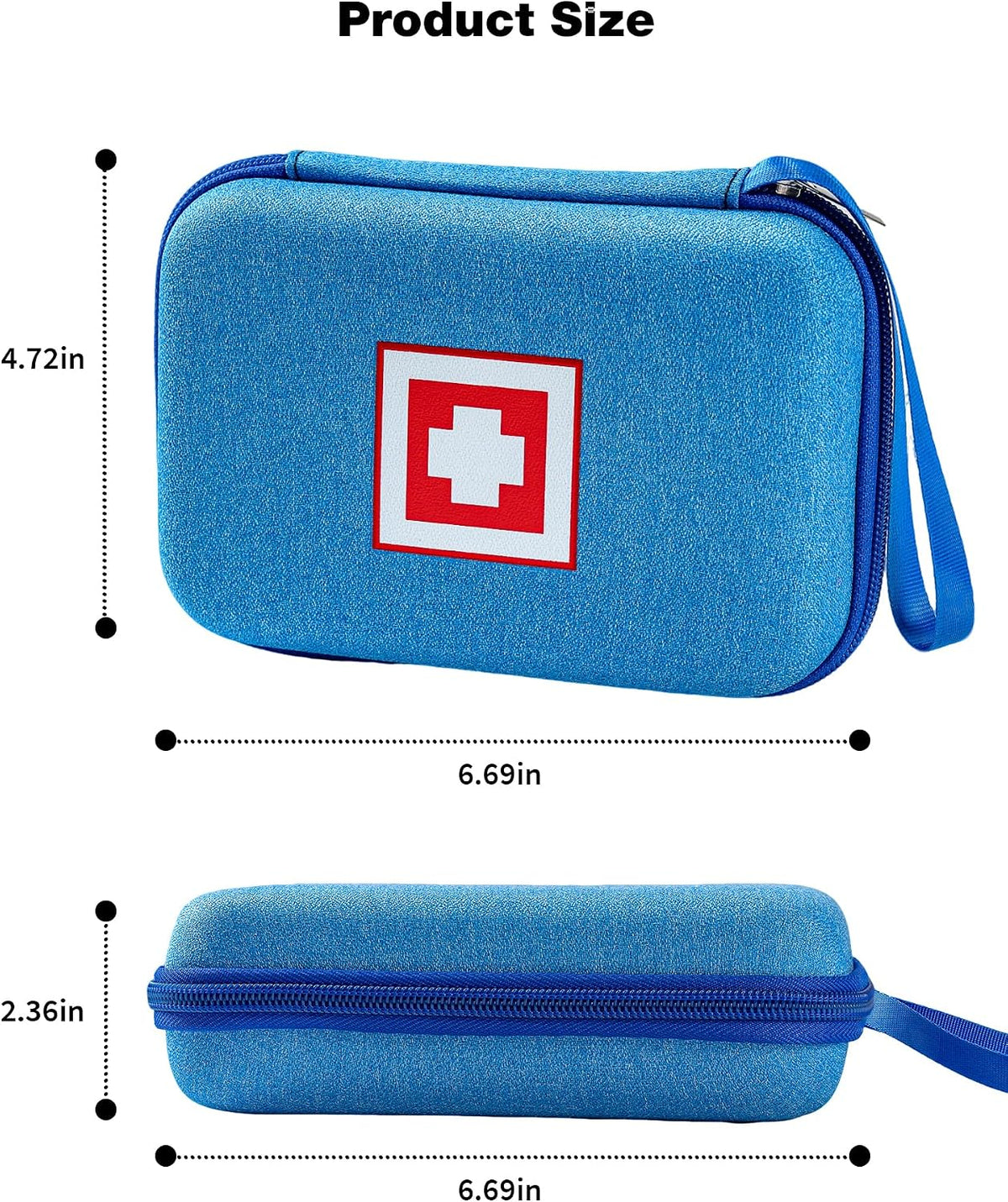 Gealaek Diabetes Supply Case with Hard Shell, Diabetic Organizer Carrying Case Portable Glucose Meter Storage Bag (Blue)