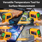 FKM Infrared Thermometer Gun Non-Contact Laser Temperature Gun -58°F~986°F | (-50°C~530°C) Adjustable Emissivity,Digital Thermometer Gun for Cooking,Oven,Griddle,Automotive,HVAC,Industrial,Not for Human