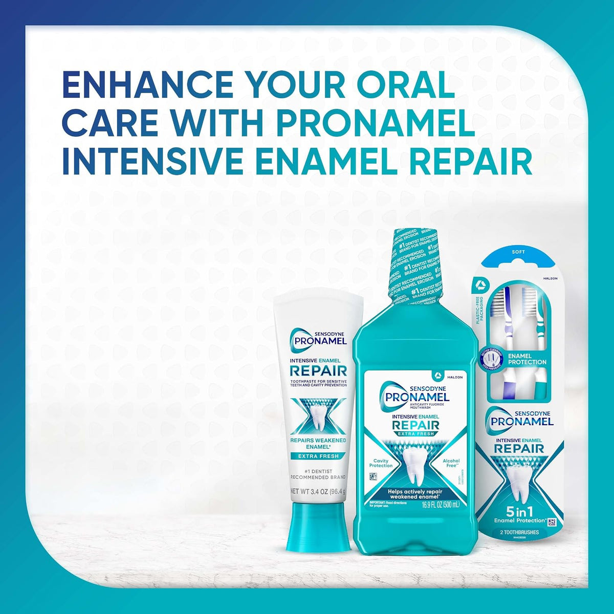 Sensodyne Pronamel Intensive Enamel Repair Mouthwash, 16.9 fl oz (3 Pack) | Alcohol-Free, Extra Fresh, To Help Actively Repair Enamel and Protect Against Cavities, SLS Free