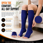 Doc Miller Open Toe Compression Socks, 20-30 mmHg, Knee High, Men & Women | Toeless Compression Sleeves, Knee-High Stockings: Shin Splints, Varicose Veins, Travel, Calf Support & Muscle Recovery, Pair