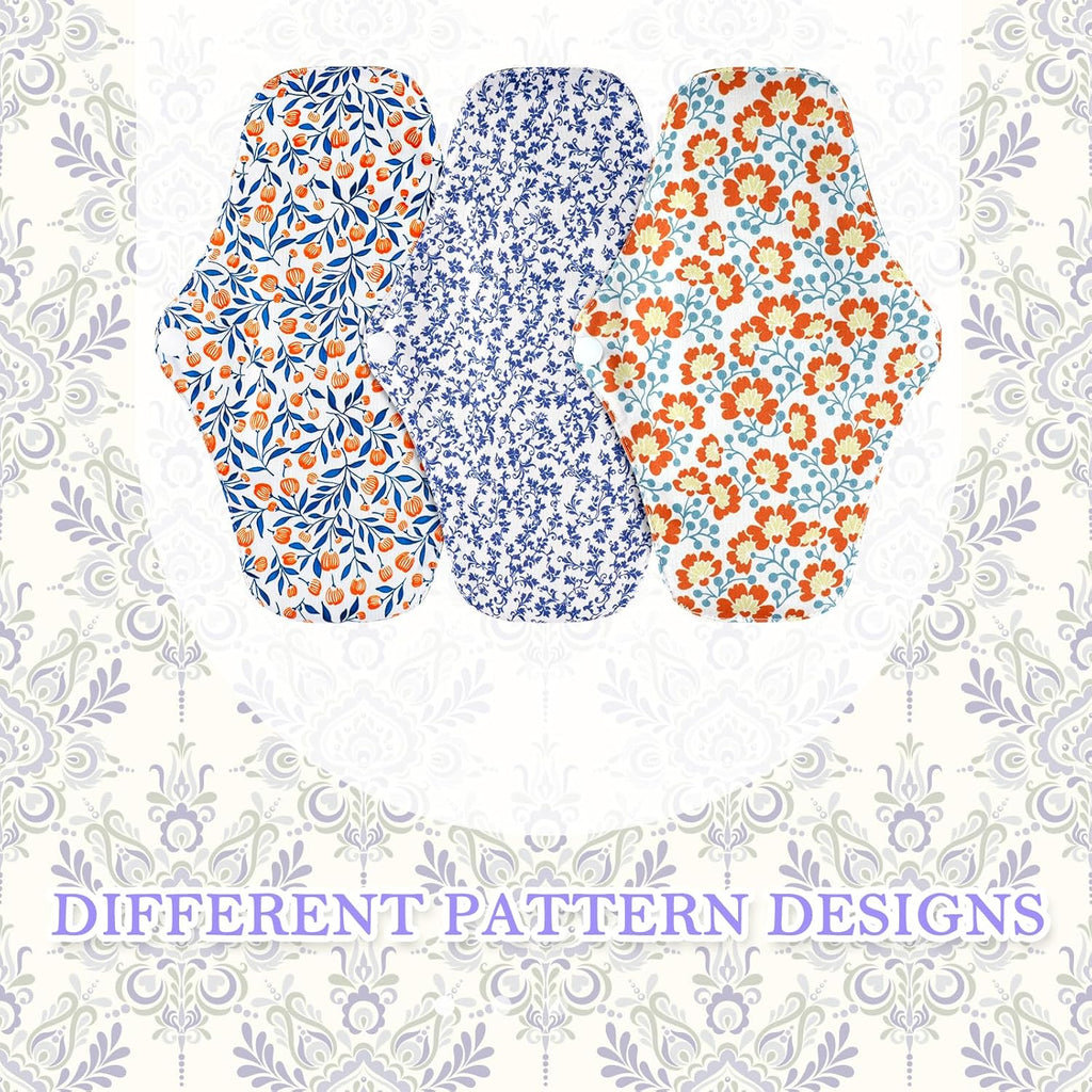 PHOGARY 7 Pieces Reusable Menstrual Pads, Washable Night Pads for Abundant Menstrual Flow, Washable Night Pads for Abundant Menstrual Flow