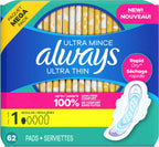 Always Ultra Thin Pads with Wings, Size 1, Regular, 62 Count