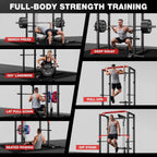 JELENS S11 Power Cage, 2000LB Multi-Function Power Rack with LAT Pulldown, Squat Rack with Adjustable Pulley System and Training Attachments, Weight Rack for Home Gym