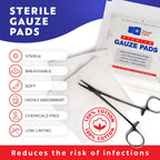 100pc Large Sterile Gauze Pads 4x4 Sterile for Wounds Bulk - 12ply Woven Gauze Sponges 4x4 Sterile - USP IV Breathable Mesh 4x4 Gauze Pads Sterile for Enhanced Absorption - First Aid Medical