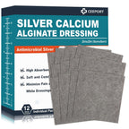 Ceeport Ag Silver Calcium Alginate Wound Dressings 5 x 5 cm 12 Individual Packs, Highly Absorbent Painless Removal Dressings, Soft Silver Dressing for the