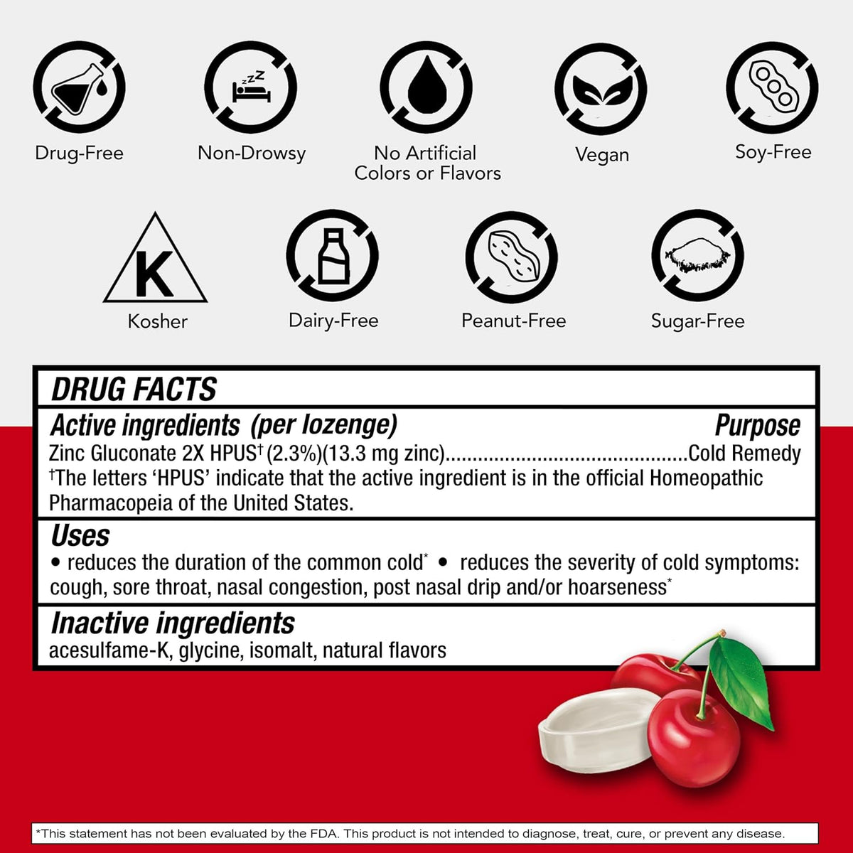 Cold-EEZE Sugar-Free, Natural Wild Cherry Zinc Lozenges, Homeopathic Cold Remedy, Shortens the Common Cold, Sore Throat, Cough, Congestion & Post Nasal Drip, 25 Ct