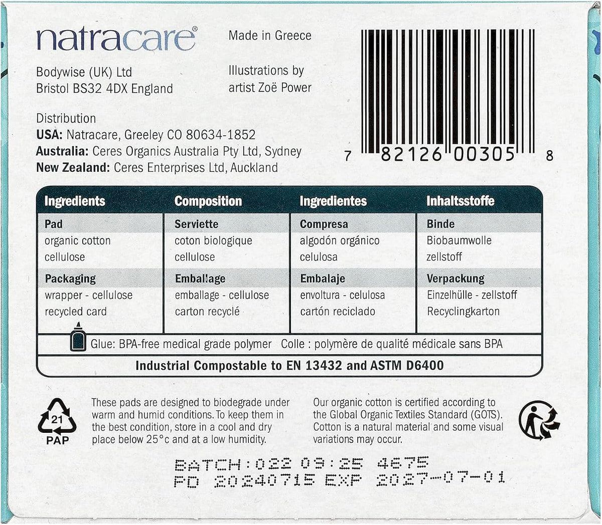 Natracare - Ultra Regular Pads with Wings - Natural Product - Ideal for Low Abundant Menstrual Flow - For Sensitive Skin - Absorbent and Fine - Suitable for Vegans - 14 Pads