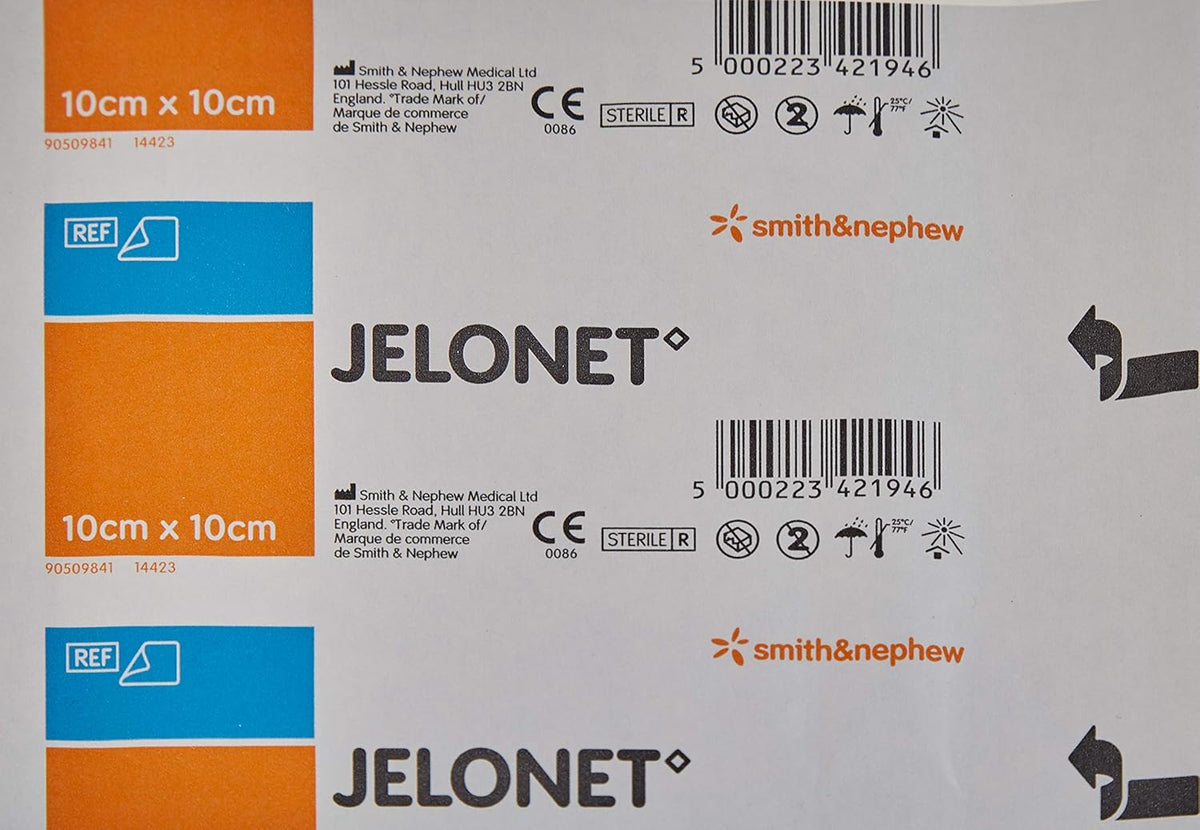 Jelonet Non Medicated Sterile Paraffin Gauze Wound Dressings, 10 cm x 10 cm Size (Pack of 10)